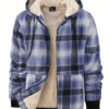[Cozy Fleece Jacket] Cozy & Warm Men's Heavyweight Fleece Hooded Jacket - Full Zip Plaid Flannel Shirt with Sherpa Lining, Pockets, and Adjustable Drawstrings for Fall/Winter - Image 3