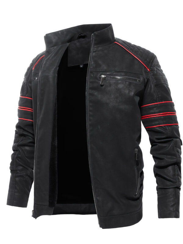 Men'S Zip Up Bomber Jacket Stand Collar Thick Warm Jacket, Outdoor Motorcycle Jacket For Autumn Winter