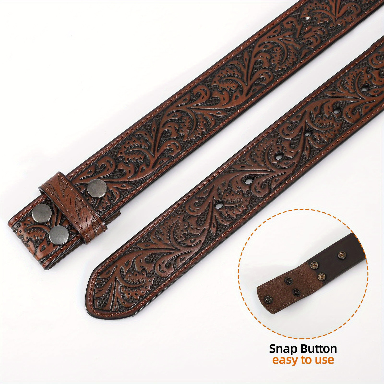 2-Pack Western Real Split Leather Belt Strap For Men & Women - Cowboy Cowgirl Belt Accessories - NO BUCKLE - For Everyday Wear & Special Occasions - Perfect Gift for Western Enthusiasts