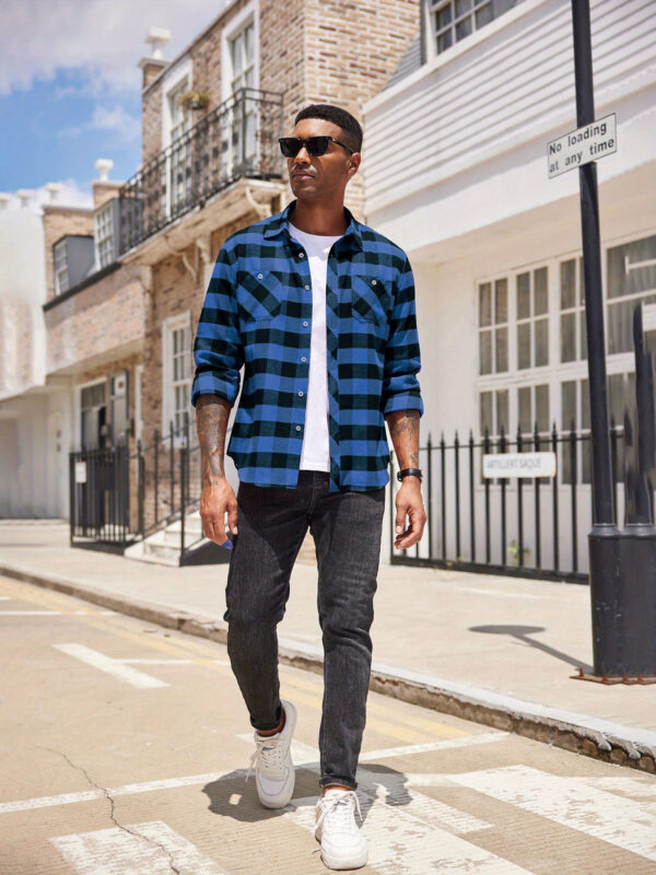 Men'S Flannel Plaid Shirts Long Sleeve Casual Button Shirt with Pockets, Plus Size - Image 7