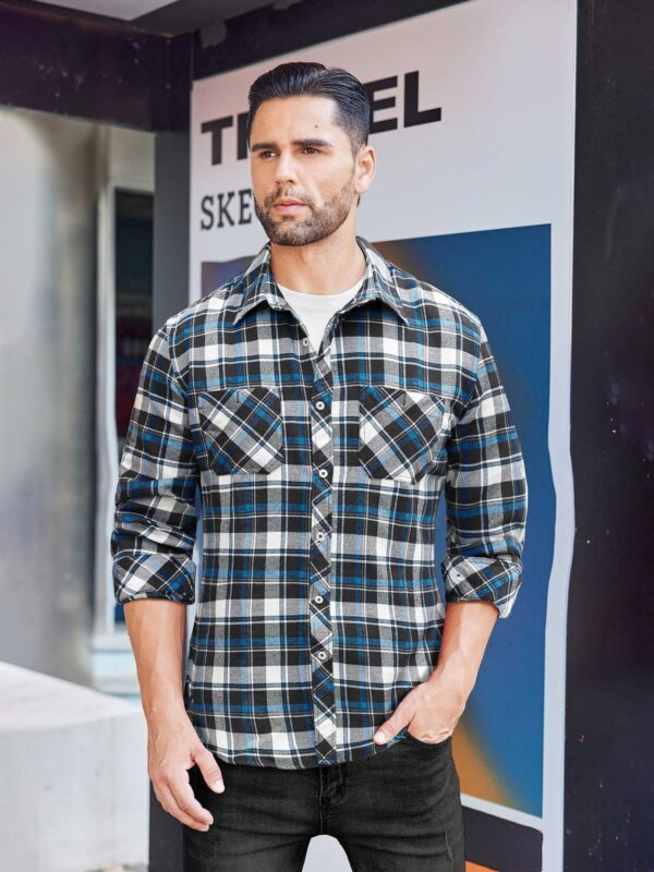Men'S Flannel Plaid Shirts Long Sleeve Casual Button Shirt with Pockets, Plus Size - Image 10
