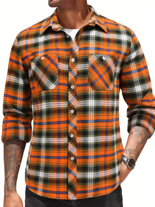 Men'S Flannel Plaid Shirts Long Sleeve Casual Button Shirt with Pockets, Plus Size