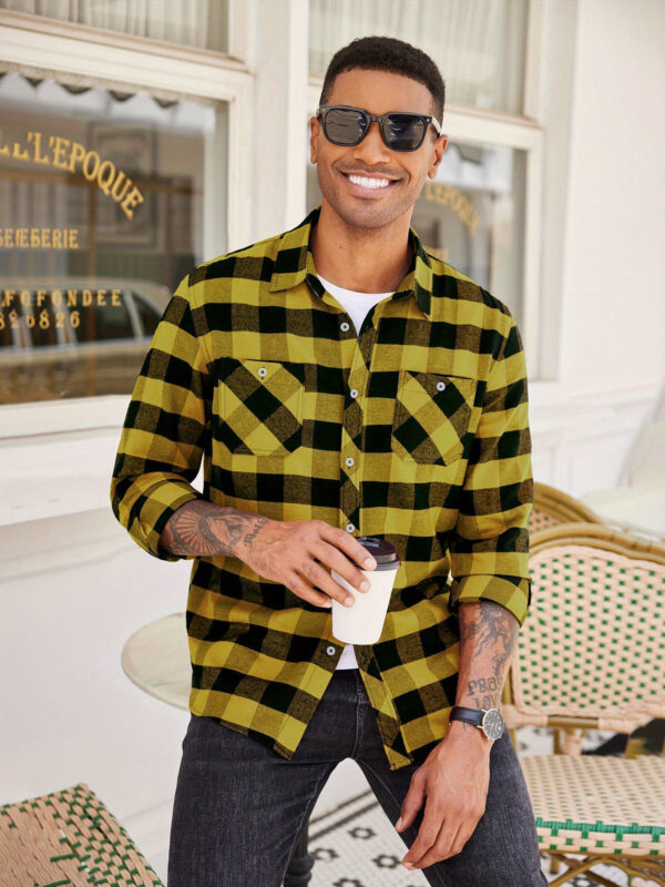 Men'S Flannel Plaid Shirts Long Sleeve Casual Button Shirt with Pockets, Plus Size - Image 3