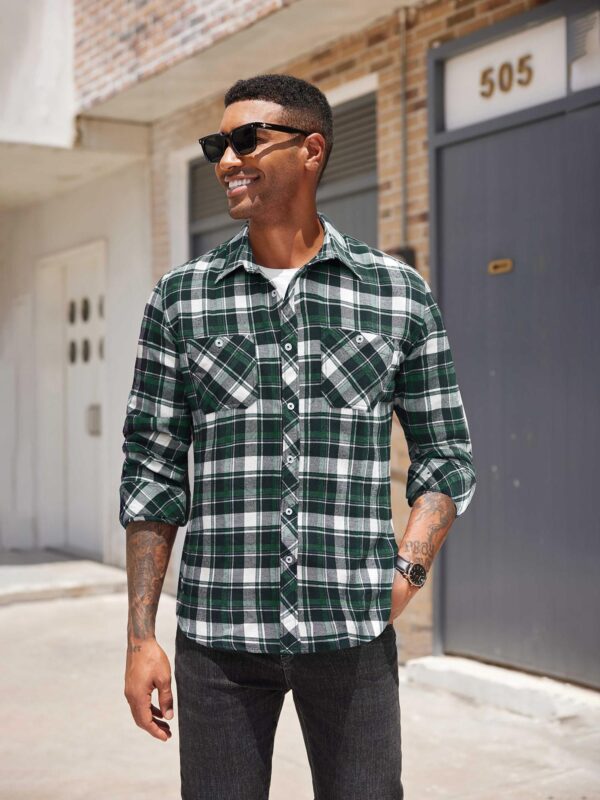 Men'S Flannel Plaid Shirts Long Sleeve Casual Button Shirt with Pockets, Plus Size - Image 6