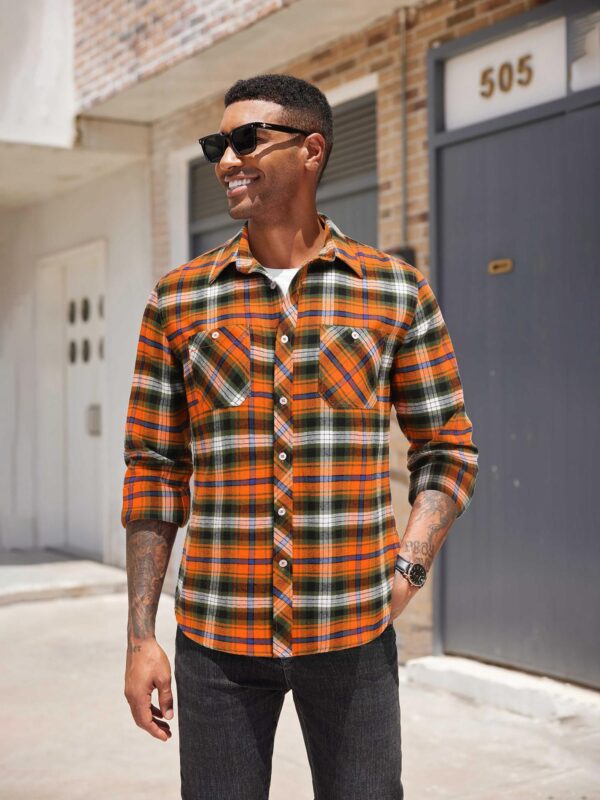 Men'S Flannel Plaid Shirts Long Sleeve Casual Button Shirt with Pockets, Plus Size - Image 11