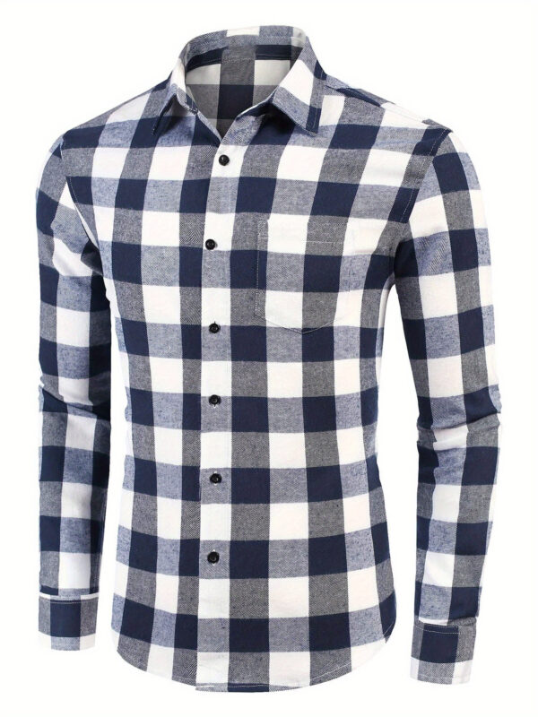 Mens Flannel Shirts Long Sleeve Button Shirt with Pocket Casual Shirts Work Shirts for Men - Image 10