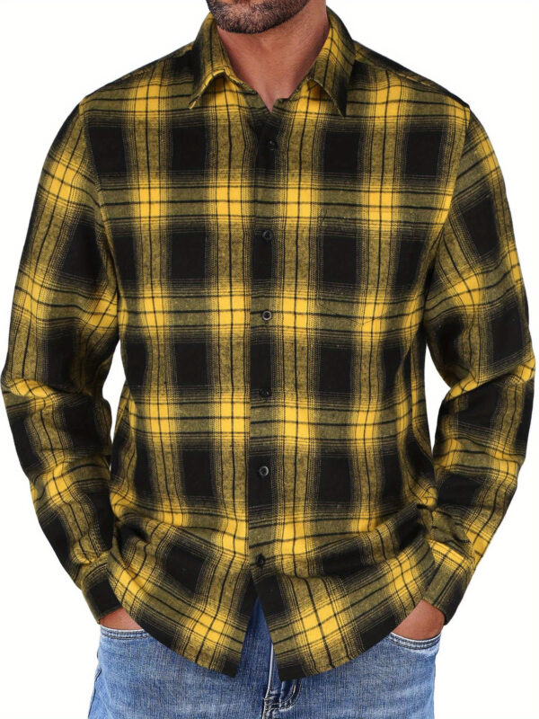 Mens Flannel Shirts Long Sleeve Button Shirt with Pocket Casual Shirts Work Shirts for Men - Image 4
