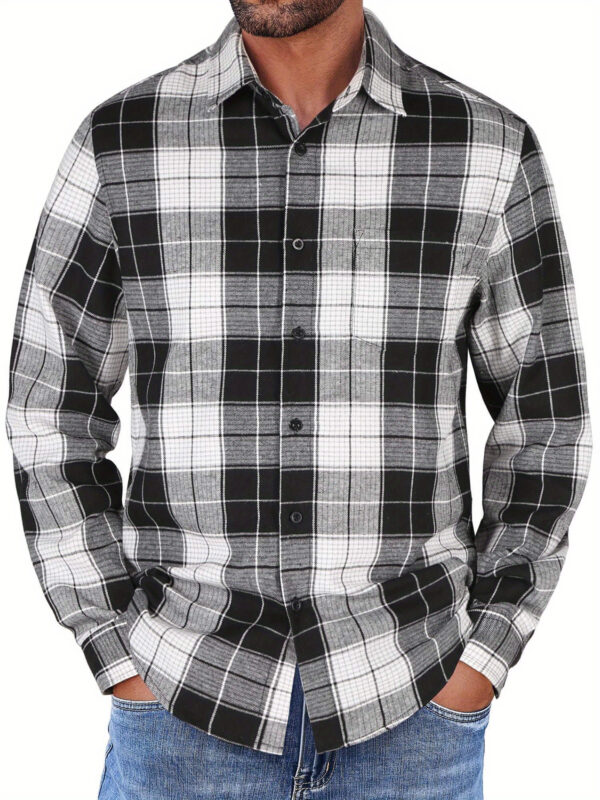 Mens Flannel Shirts Long Sleeve Button Shirt with Pocket Casual Shirts Work Shirts for Men - Image 7