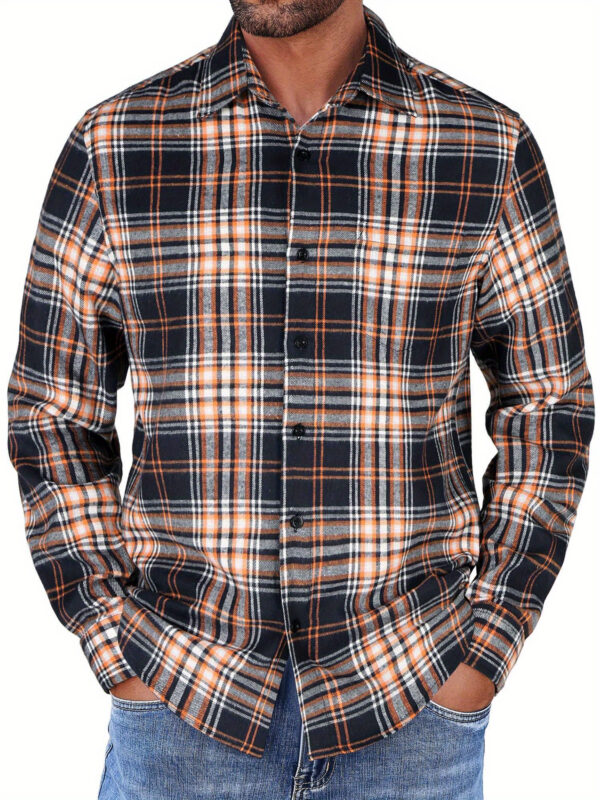 Mens Flannel Shirts Long Sleeve Button Shirt with Pocket Casual Shirts Work Shirts for Men - Image 2