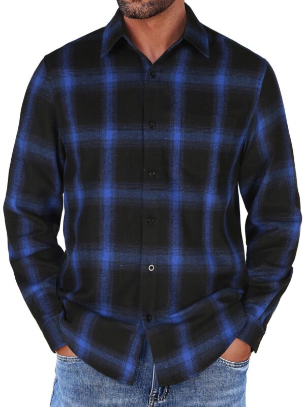 Mens Flannel Shirts Long Sleeve Button Shirt with Pocket Casual Shirts Work Shirts for Men - Image 8