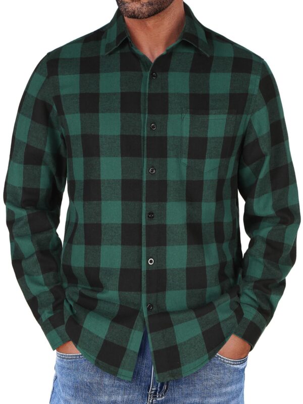 Mens Flannel Shirts Long Sleeve Button Shirt with Pocket Casual Shirts Work Shirts for Men - Image 9
