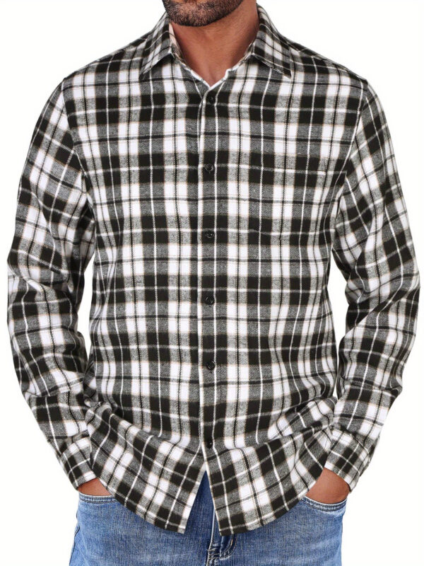 Mens Flannel Shirts Long Sleeve Button Shirt with Pocket Casual Shirts Work Shirts for Men - Image 11