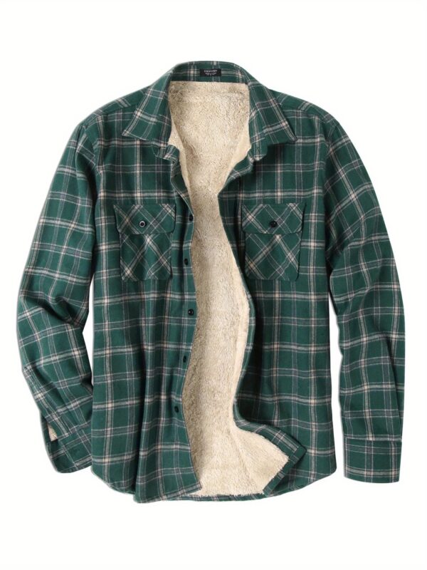 Men'S Sherpa Lined Flannel Shirt Jacket Fleece Plaid Button Up Long Sleeve Casual Shirt - Image 7