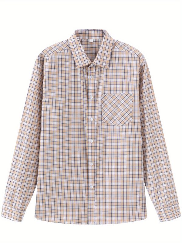 Men'S Plaid Long-Sleeve Shirt, Thickened for Autumn And Winter, Casual Workwear, Trendy Shirt. - Image 3