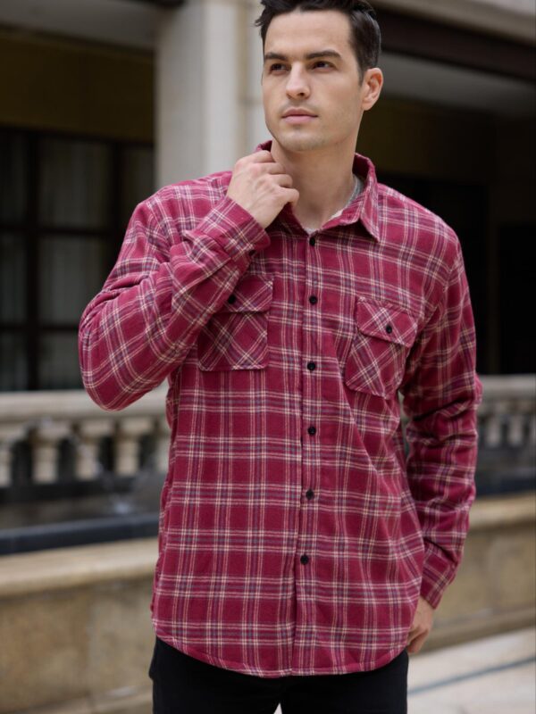 Men'S Sherpa Lined Flannel Shirt Jacket Fleece Plaid Button Up Long Sleeve Casual Shirt - Image 10