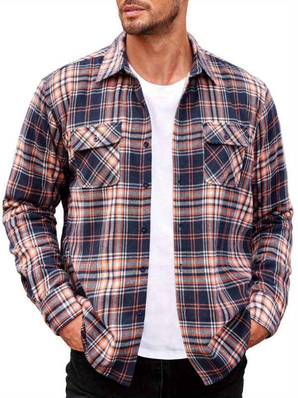Men'S Sherpa Lined Flannel Shirt Jacket Fleece Plaid Button Up Long Sleeve Casual Shirt - Image 2