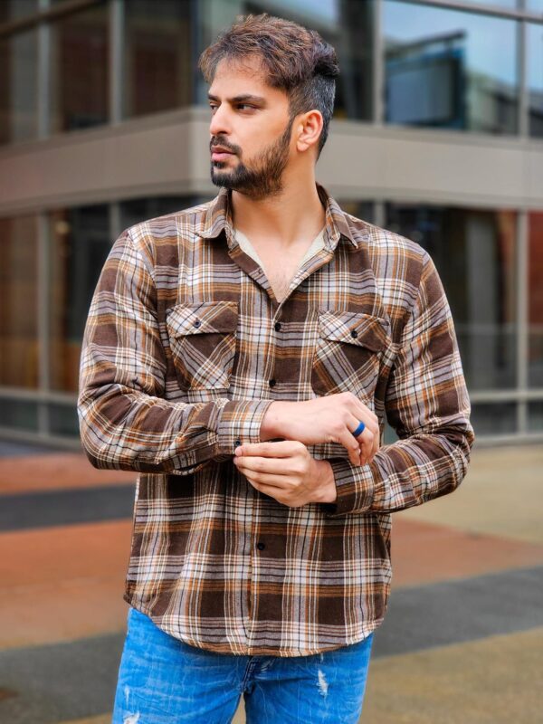 Men'S Sherpa Lined Flannel Shirt Jacket Fleece Plaid Button Up Long Sleeve Casual Shirt - Image 4