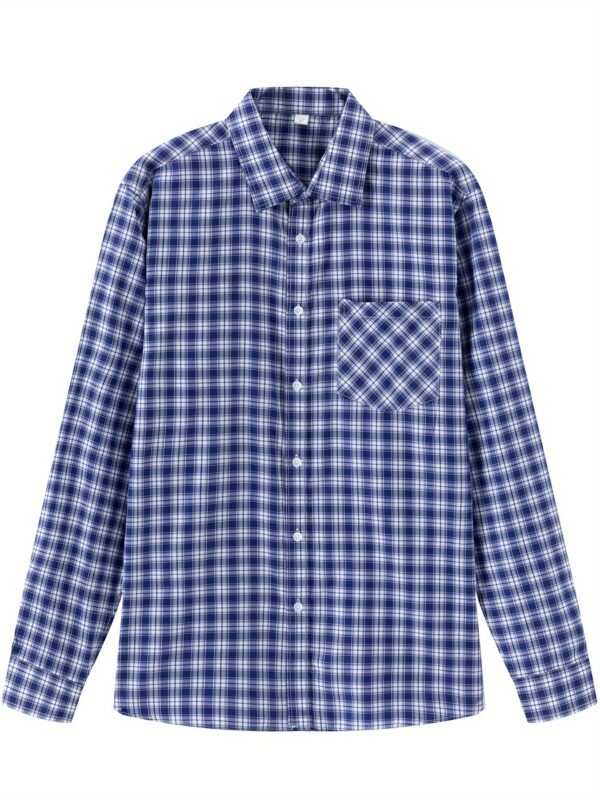 Men'S Plaid Long-Sleeve Shirt, Thickened for Autumn And Winter, Casual Workwear, Trendy Shirt.